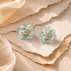 Aarvika CZ Crystal Sky-blue Floral Stud Earrings – front view