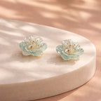 Aarvika CZ Crystal Sky-blue Floral Stud Earrings – close-up detail