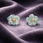 Aarvika CZ Crystal Sky-blue Floral Stud Earrings – full set