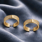 Aarvika CZ Crystal Gold CZ Studded Wide Hoop Earrings – close-up detail