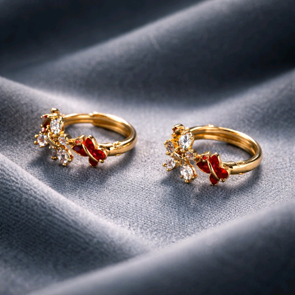 Aarvika CZ Crystal Gold Floral CZ Huggie Hoop Earrings – close-up detail