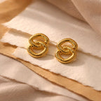Aarvika Gold Interlinked Knot Stud Earrings – side view