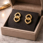 Aarvika Gold Interlinked Knot Stud Earrings – front view