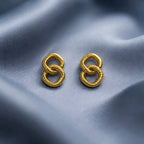 Aarvika Gold Interlinked Knot Stud Earrings – close-up detail
