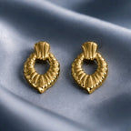 Aarvika Gold Textured Heart Drop Earrings – side view