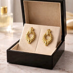 Aarvika Gold Textured Heart Drop Earrings – front view