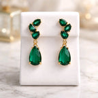 Aarvika CZ Crystal Emerald Green Crystal Drop Earrings – front view