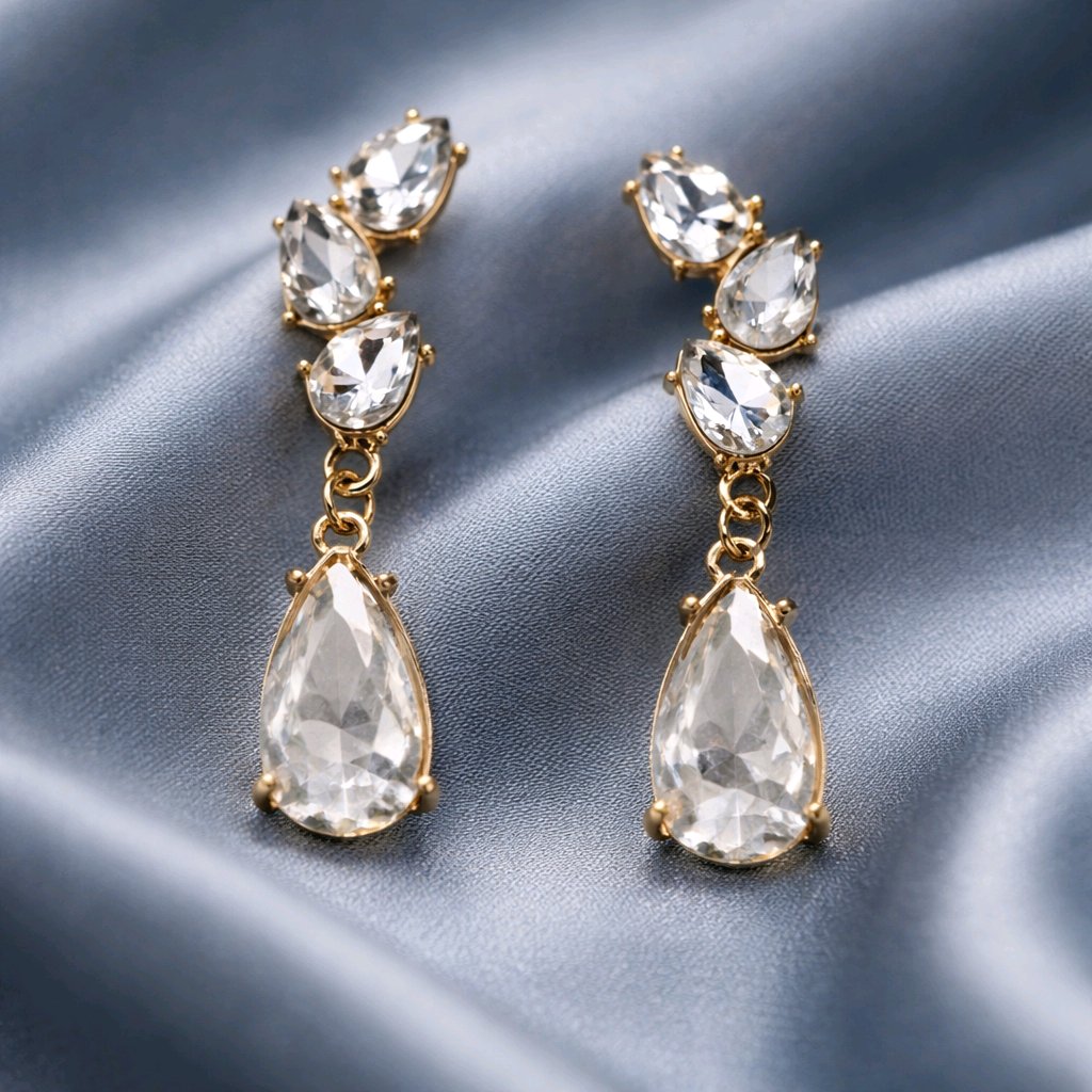 Aarvika CZ Crystal Crystal Teardrop Drop Earrings – side view