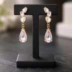 Aarvika CZ Crystal Crystal Teardrop Drop Earrings – front view
