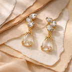 Aarvika CZ Crystal Crystal Teardrop Drop Earrings – flat lay