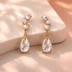 Aarvika CZ Crystal Crystal Teardrop Drop Earrings – close-up detail