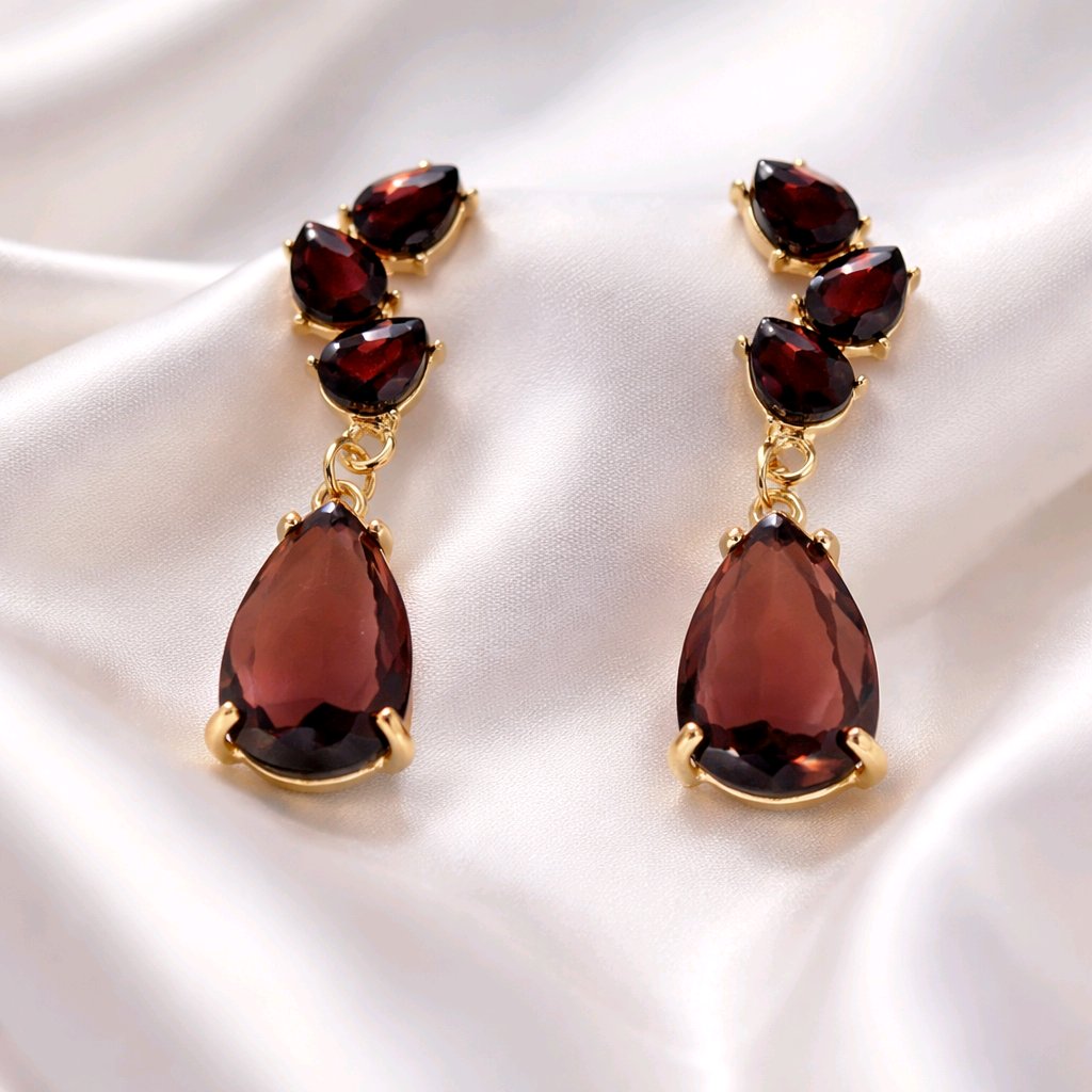 Aarvika CZ Crystal Brown Crystal Teardrop Drop Earrings – side view