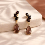 Aarvika CZ Crystal Brown Crystal Teardrop Drop Earrings – flat lay