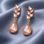 Aarvika CZ Crystal Blush Pink Teardrop Statement Earrings – side view