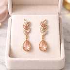Aarvika CZ Crystal Blush Pink Teardrop Statement Earrings – front view