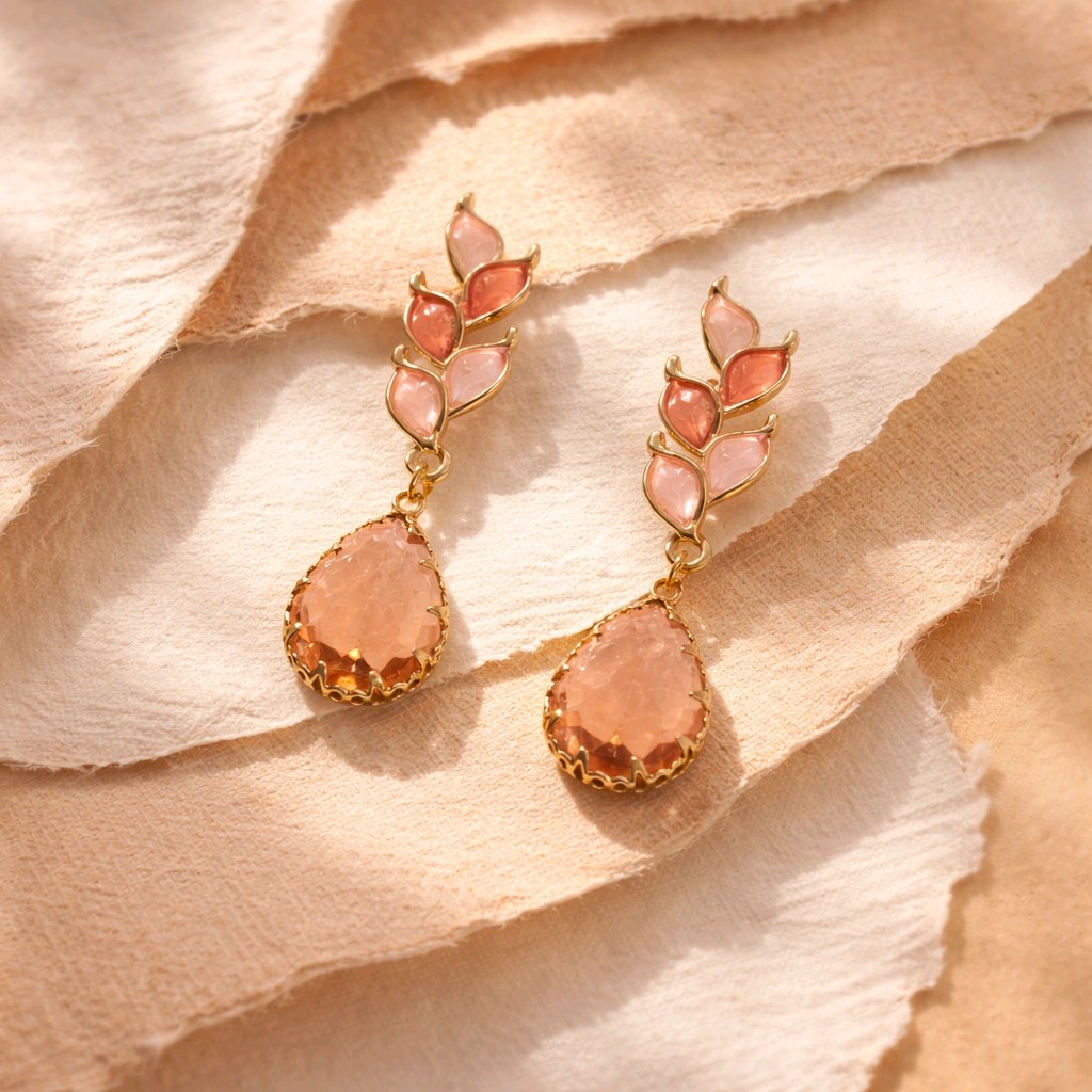 Aarvika CZ Crystal Blush Pink Teardrop Statement Earrings – back view