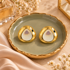 Aarvika Gold Tone Statement Stud Earrings with Patterned Centre