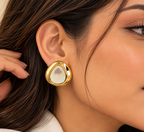 Aarvika Gold Tone Statement Stud Earrings with Patterned Centre