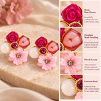 Aarvika Floral Resin Stud Earrings, Pink