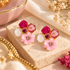 Aarvika Floral Resin Stud Earrings, Pink