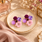 Aarvika Floral Resin Stud Earrings, Purple