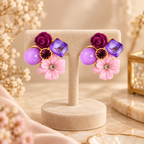 Aarvika Floral Resin Stud Earrings, Purple
