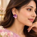 Aarvika Floral Resin Stud Earrings, Purple
