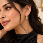 Aarvika Crystal Drop Earrings with Star Stud, Gold Tone
