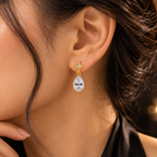 Aarvika Crystal Drop Earrings with Star Stud, Gold Tone