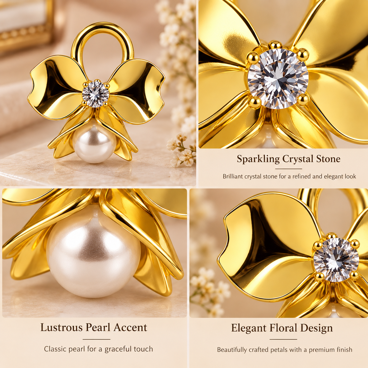Aarvika Bow Stud Earrings with Crystal Centre and Pearl Drop
