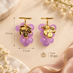 Aarvika Purple Grape Design Earrings with Gold-Tone Leaf