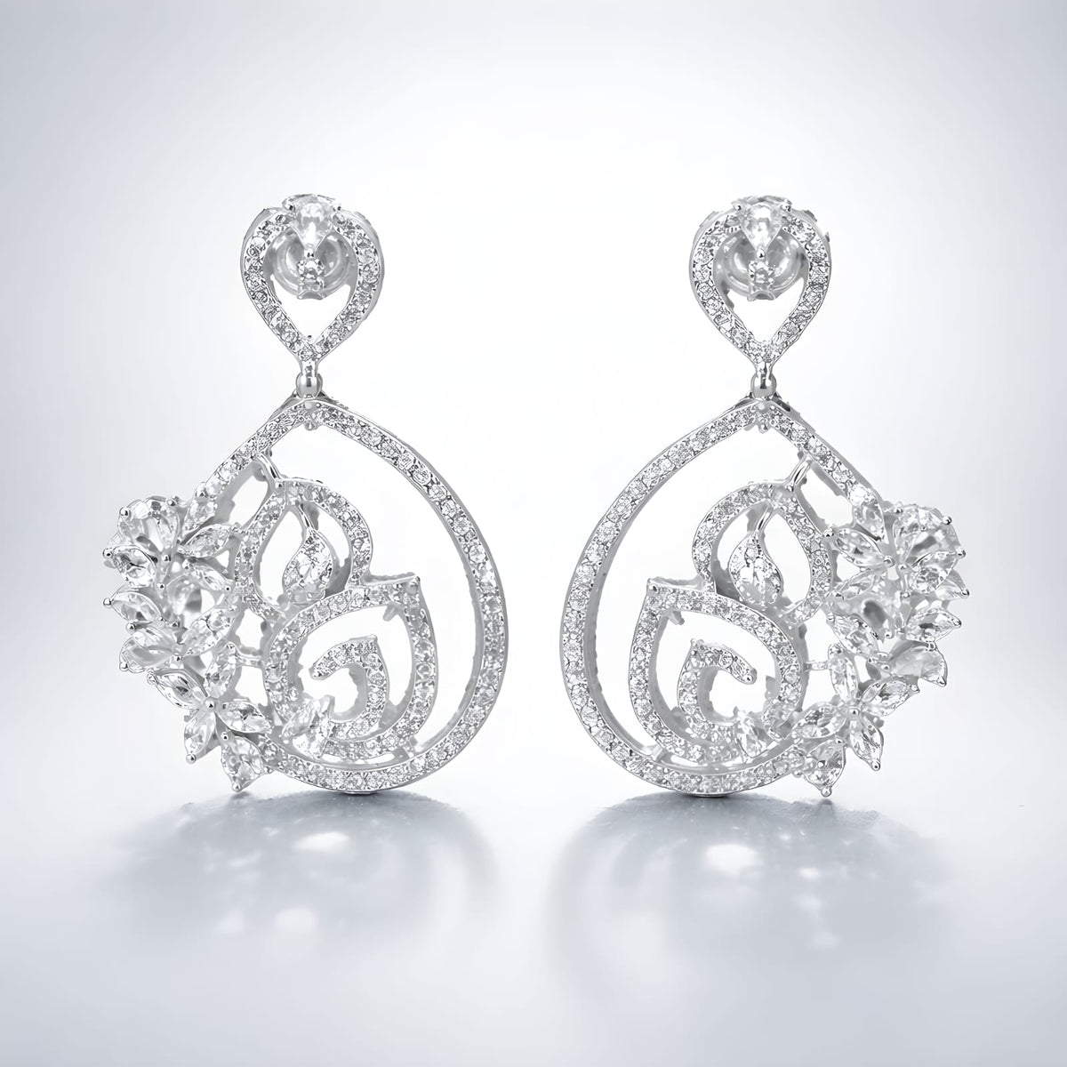 Aarvika American Diamond Teardrop Dangle Earrings