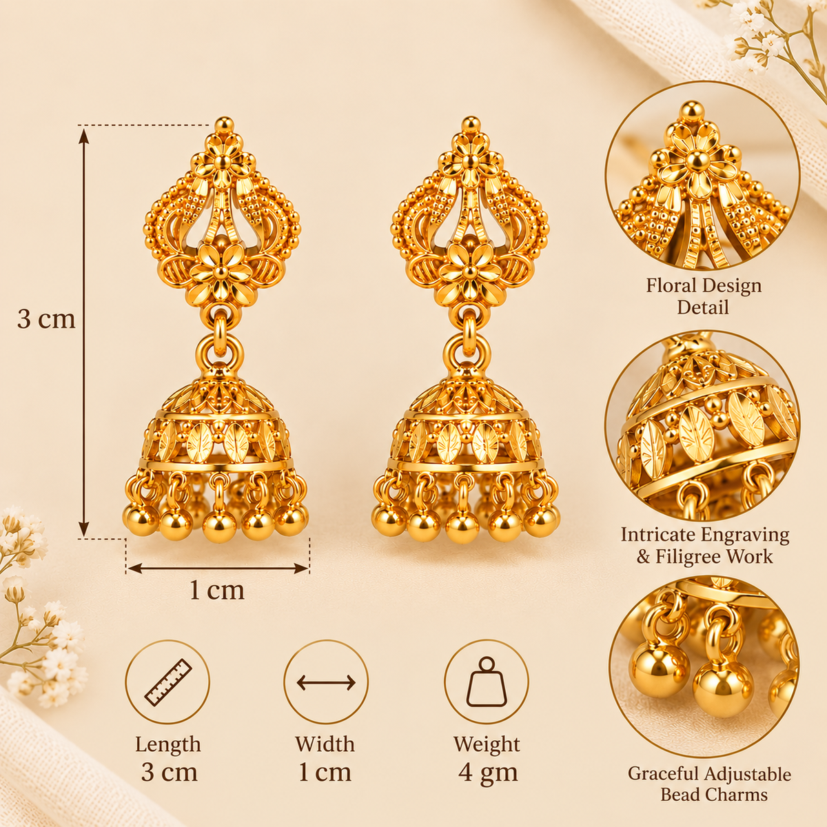 Aarvika Floral Jhumka Earrings