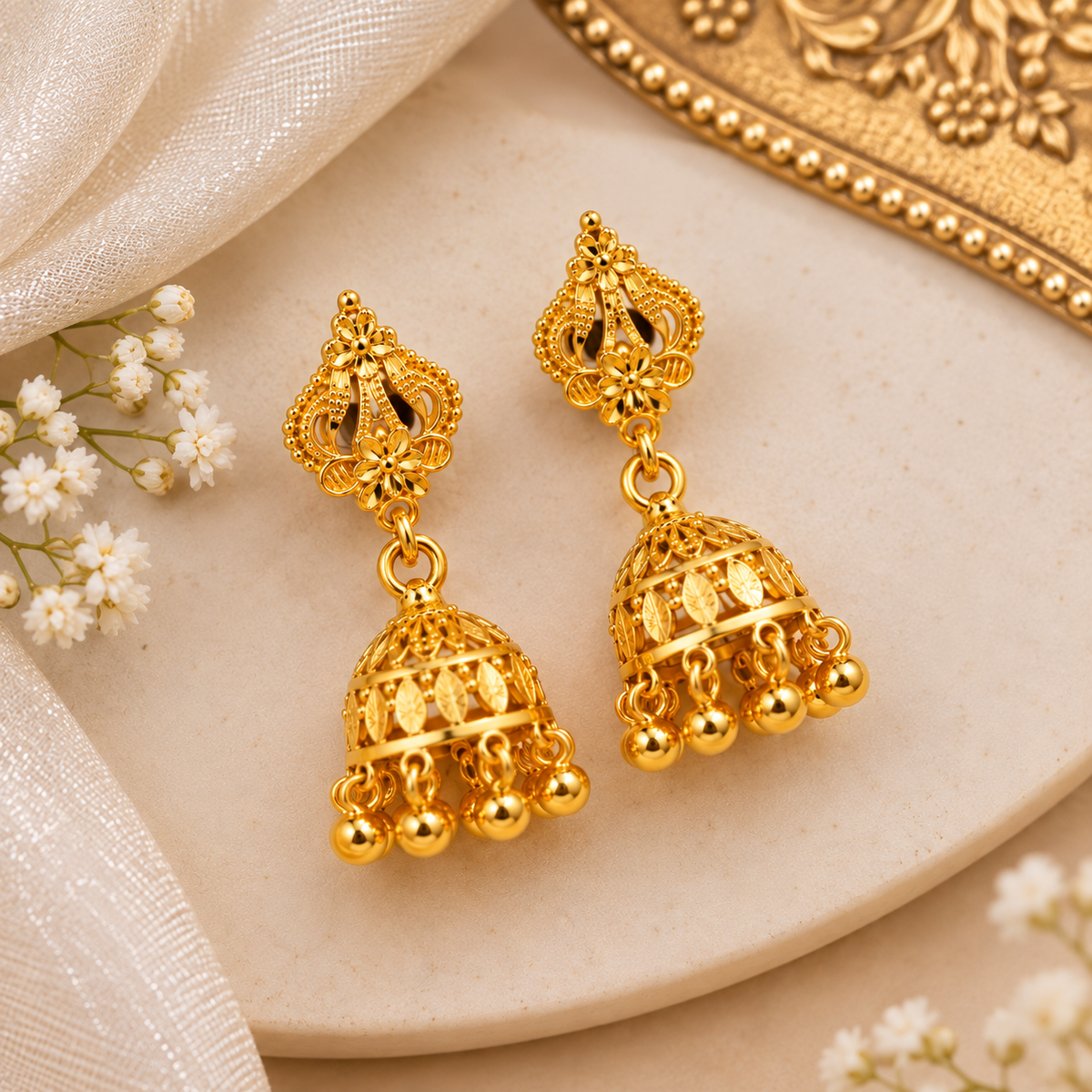 Aarvika Floral Jhumka Earrings