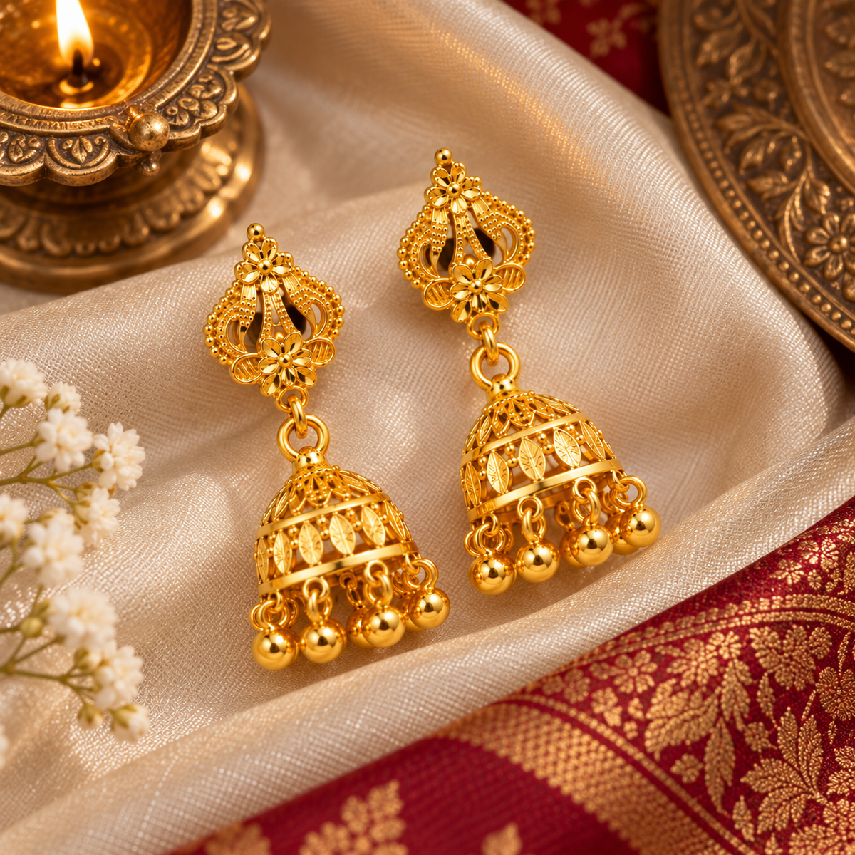 Aarvika Floral Jhumka Earrings