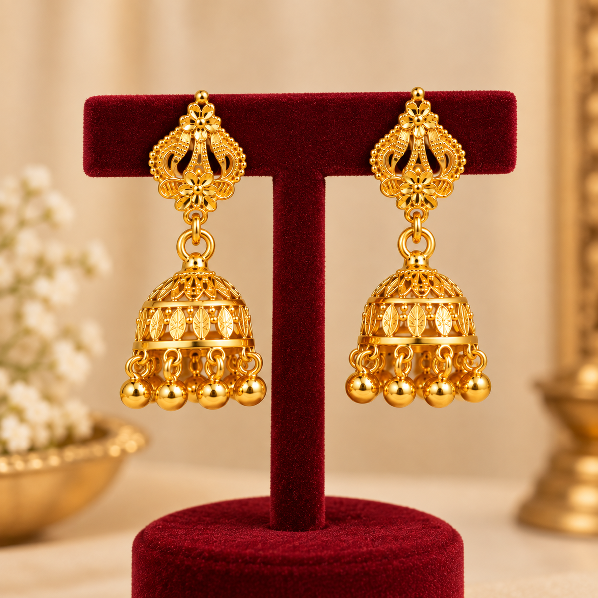 Aarvika Floral Jhumka Earrings