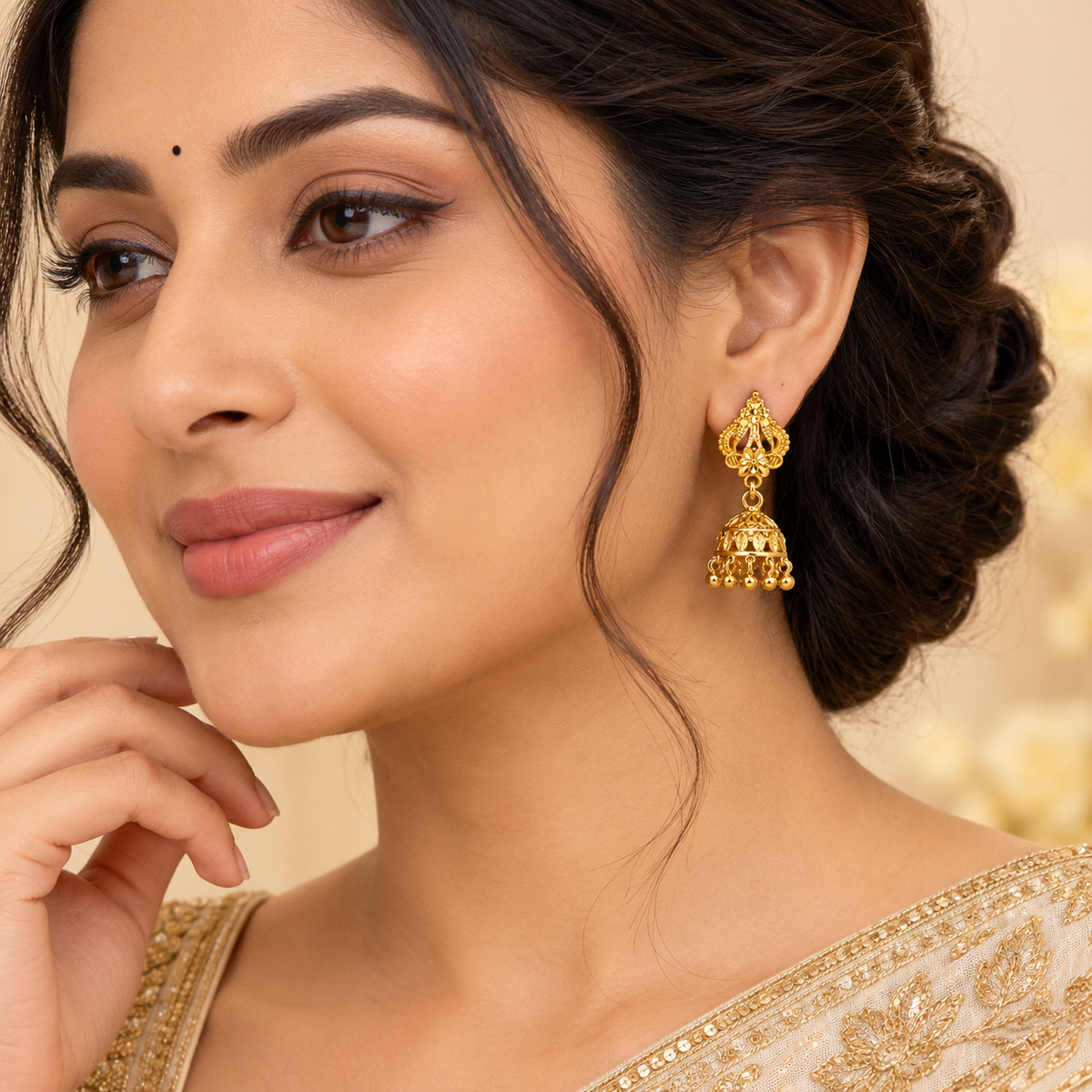 Aarvika Floral Jhumka Earrings