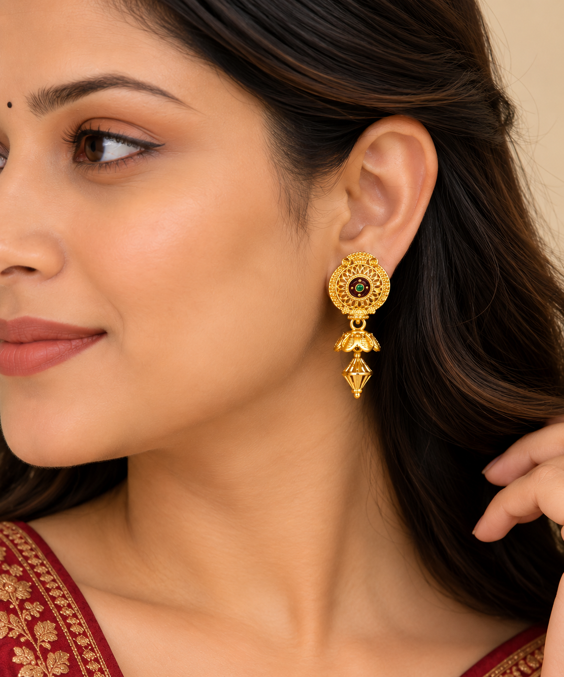 Aarvika Traditional Floral Jhumka Earrings