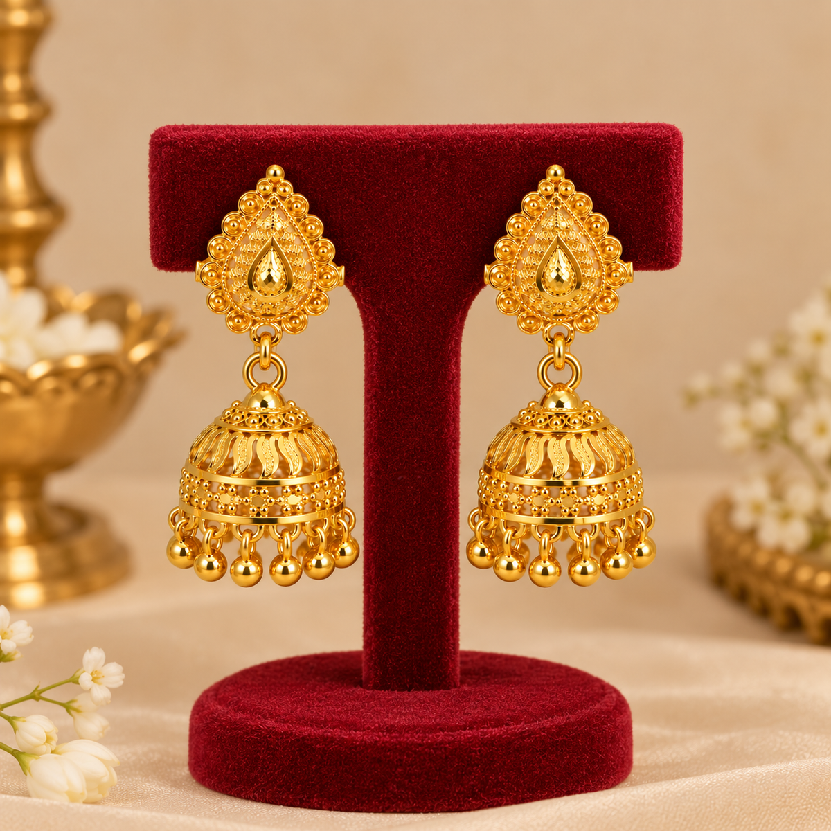 Aarvika Traditional Teardrop Jhumka Earrings