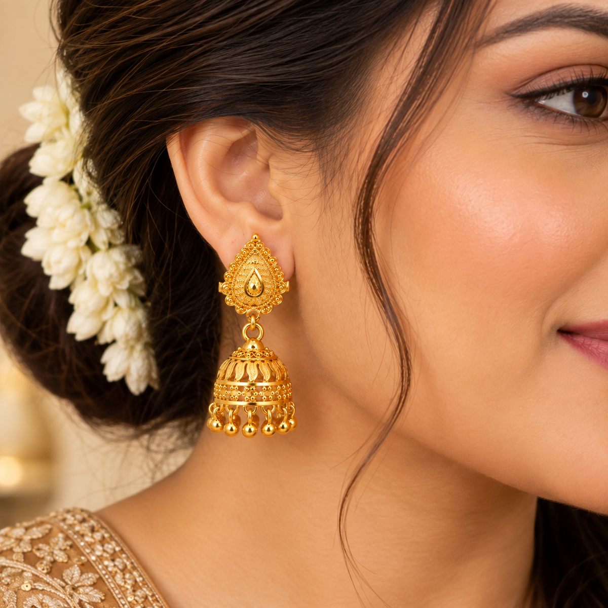 Aarvika Traditional Teardrop Jhumka Earrings