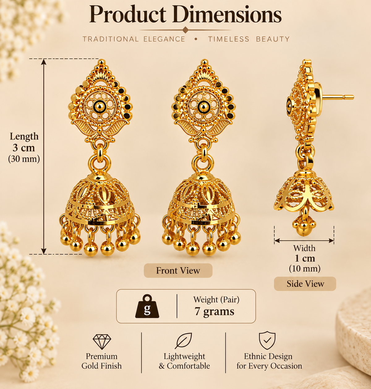Aarvika Traditional Floral Jhumka Earrings