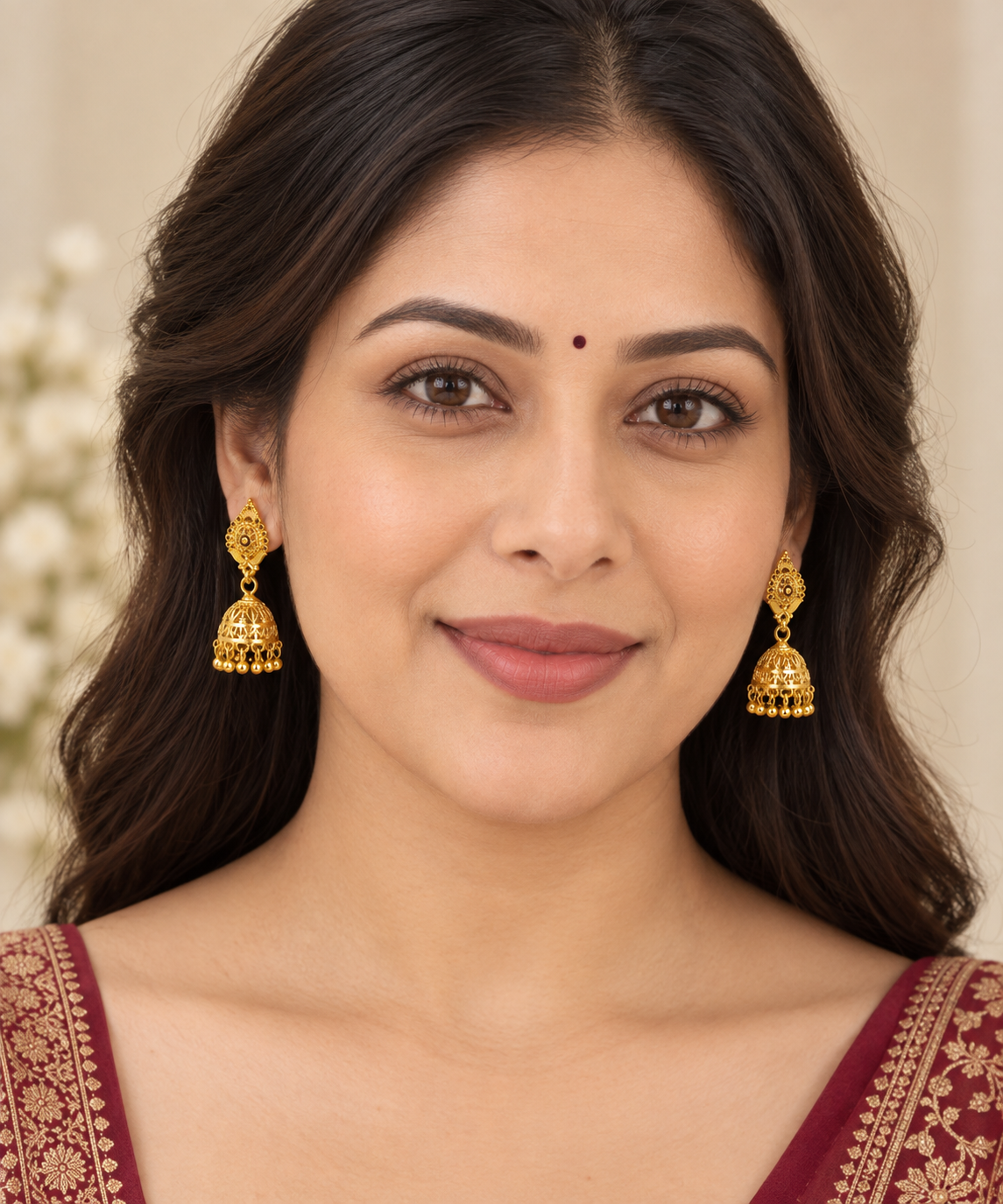 Aarvika Traditional Floral Jhumka Earrings