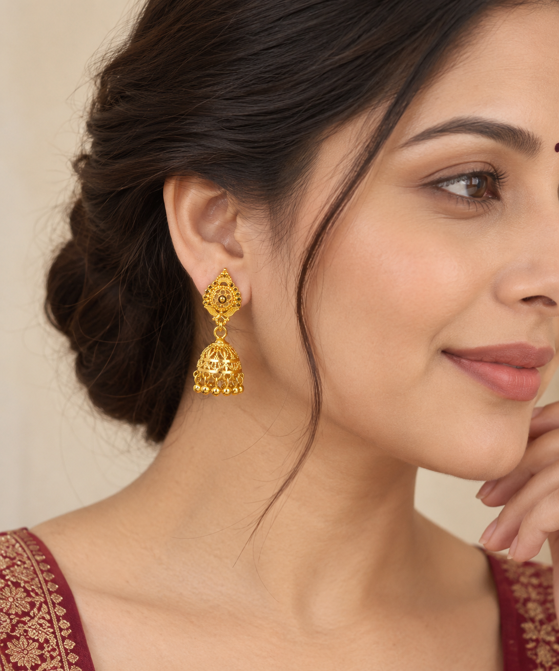 Aarvika Traditional Floral Jhumka Earrings