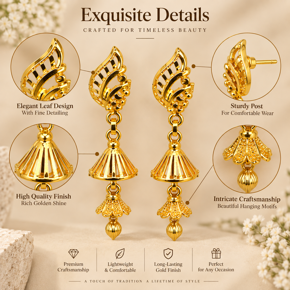 Aarvika Traditional Long Jhumka Earrings