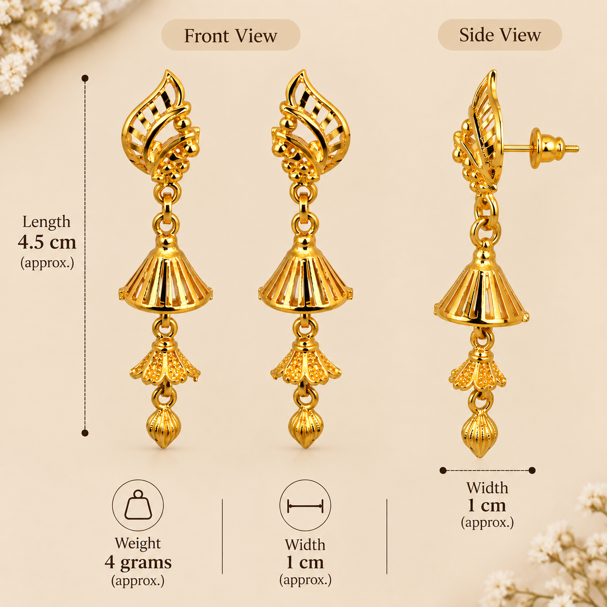 Aarvika Traditional Long Jhumka Earrings