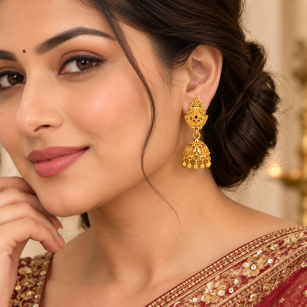 Aarvika Traditional Floral Jhumka Earrings