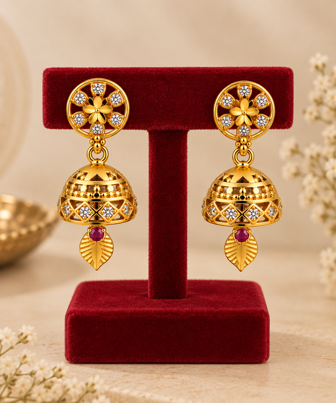 Aarvika Floral Jhumka Earrings