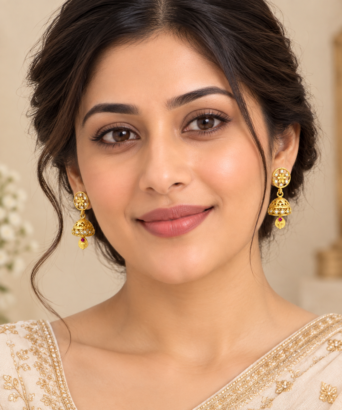 Aarvika Floral Jhumka Earrings