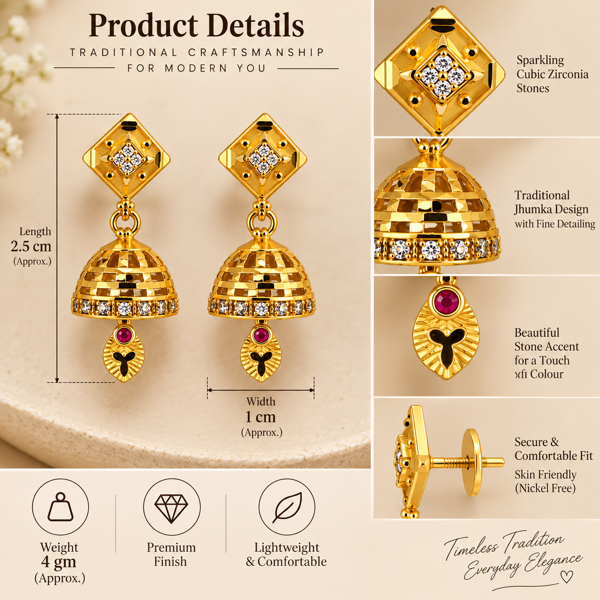 Aarvika Designer Jhumka Earrings