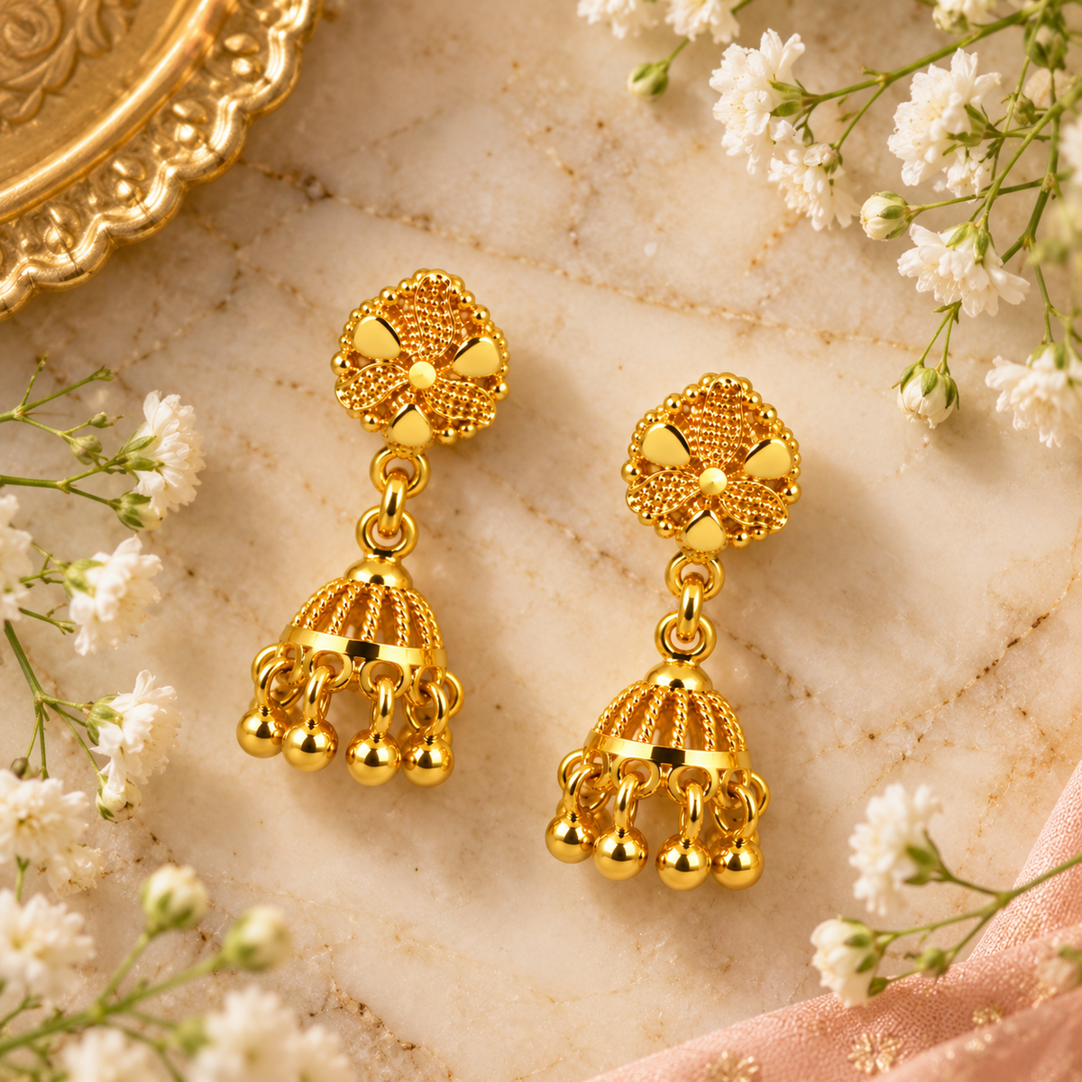 Aarvika Floral Jhumka Earrings and Girls